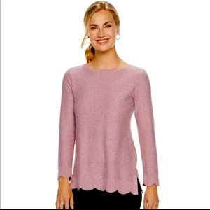 ELLE Scallop Sleeve & Hem lightweight sweater Sz M